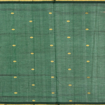 Peach Handloom Korvai Silk Cotton Saree With Rudraksham Buttas