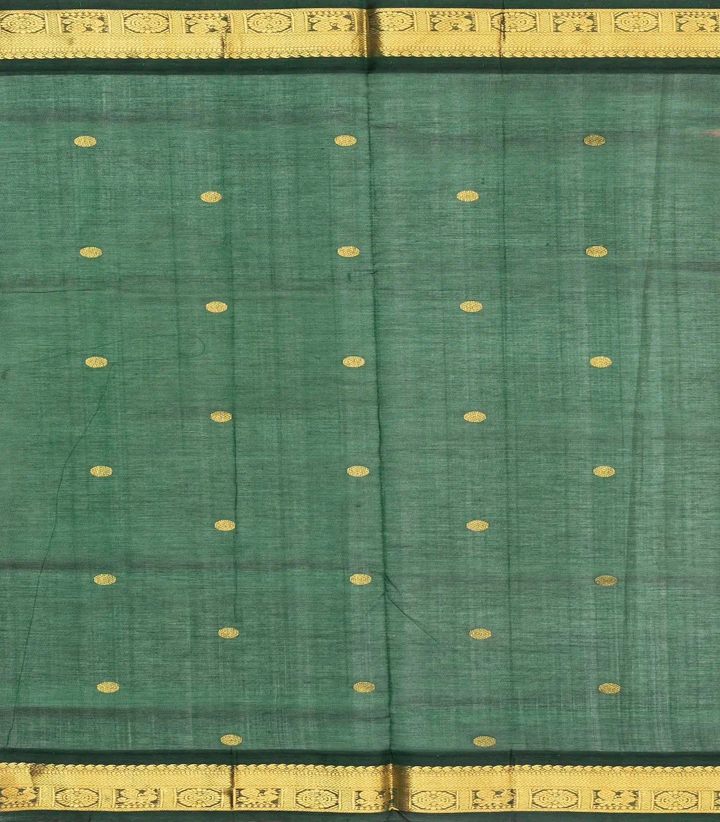 Peach Handloom Korvai Silk Cotton Saree With Rudraksham Buttas