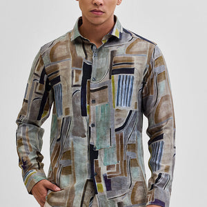Brown Textured Abstract Shirt
