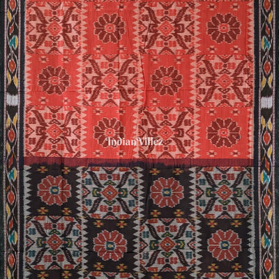 Red Black Maniabandha Odisha Ikat Cotton Saree