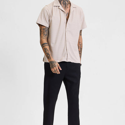 Beige Stripes Box Fit Shirt