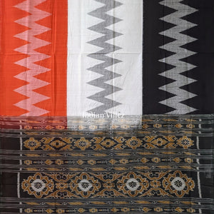 Red Black White Maniabandha Cotton Saree