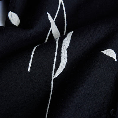 Black Floral Embroidered Shirt