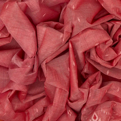 Chestnut Pink Bengal Cotton Saree With Stripes & Floral Motifs