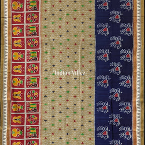 Multicolored Nabakothi Animal Khandua Silk Saree