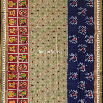 Multicolored Nabakothi Animal Khandua Silk Saree