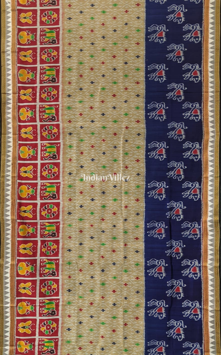 Multicolored Nabakothi Animal Khandua Silk Saree