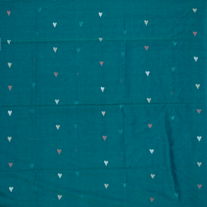 Cyan Handloom Bengal Cotton Saree With Temple Motifs