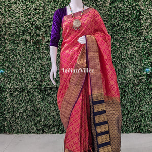 Rani Pink Pure Kanjivaram Silk Saree