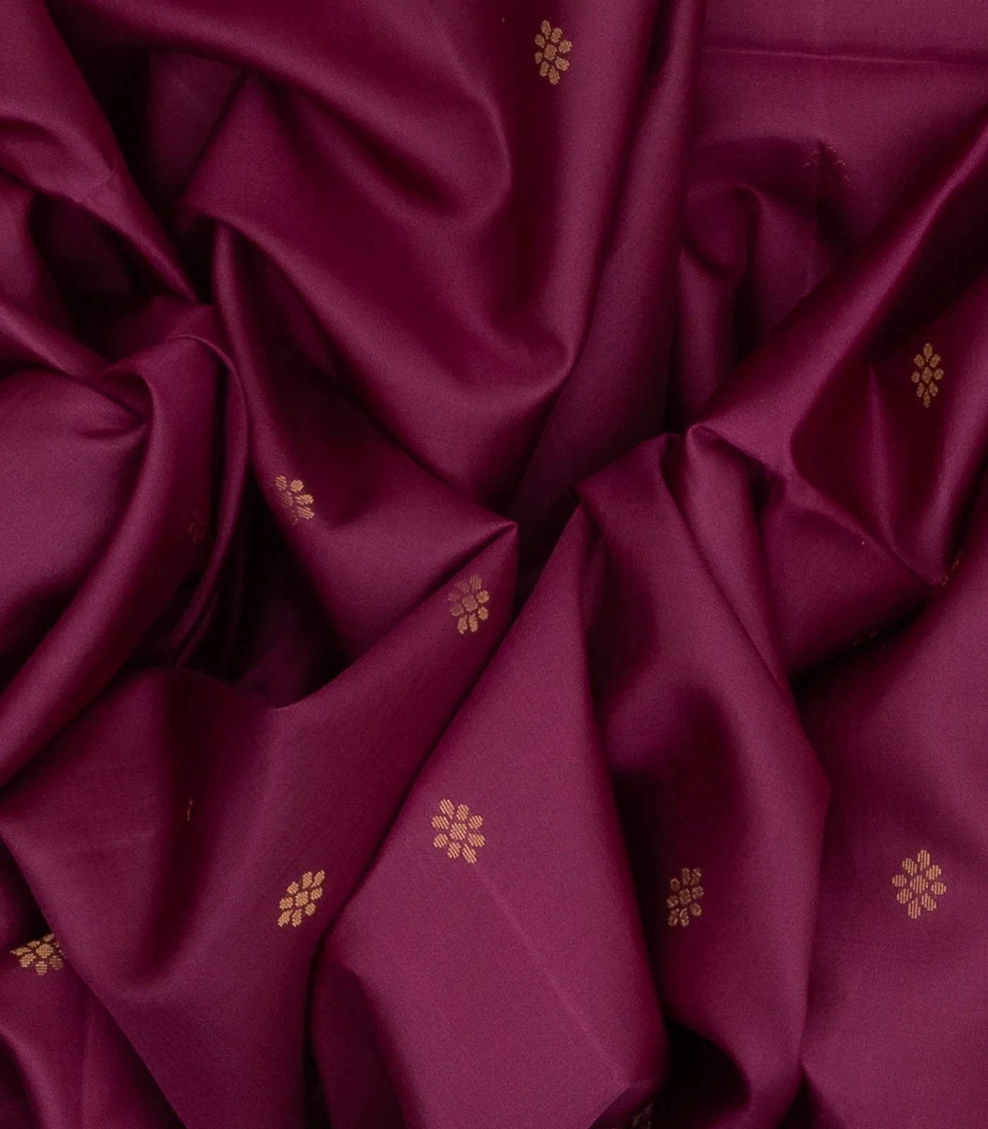 Maroon Handloom Soft Silk Saree With Kamalam Buttas & Contrast Pallu
