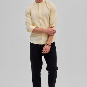 Beige Mandarin Slim Fit Shirt
