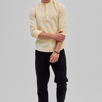 Beige Mandarin Slim Fit Shirt