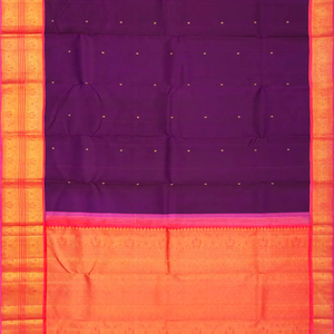 Magenta Handloom Kanchipuram Korvai Silk Saree With Kamalam Buttas