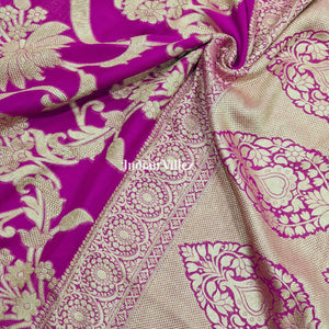 Purple Flower Theme Banarasi  Khaddi Georgette Saree