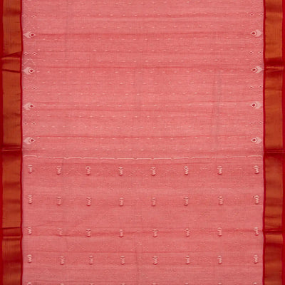 Chestnut Pink Bengal Cotton Saree With Stripes & Floral Motifs