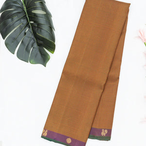 Brown Handloom Kanchipuram Silk Saree With Checks