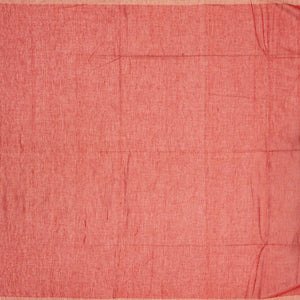 Red Handloom Bengal Cotton Saree With Stripes & Buttas
