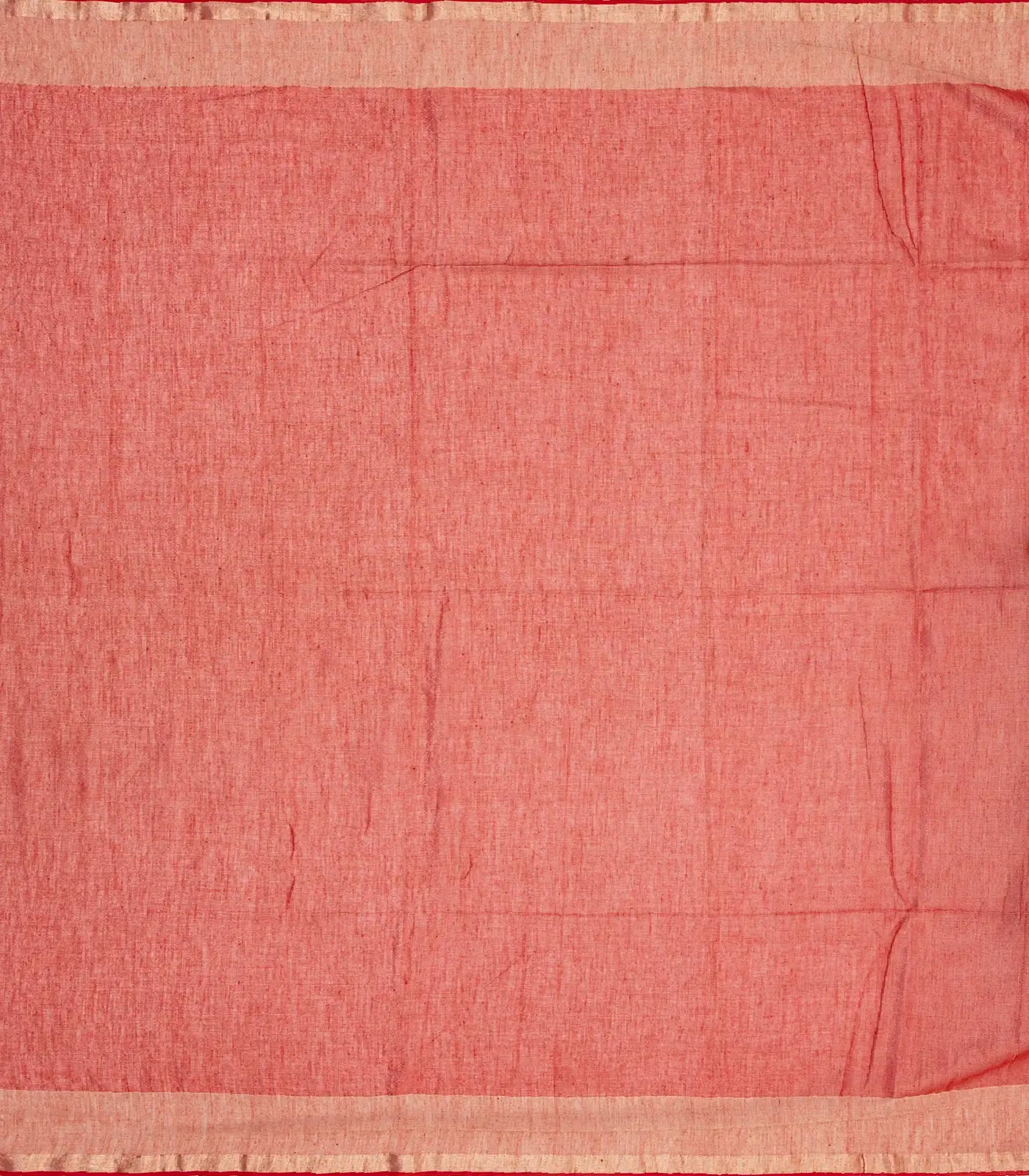 Red Handloom Bengal Cotton Saree With Stripes & Buttas