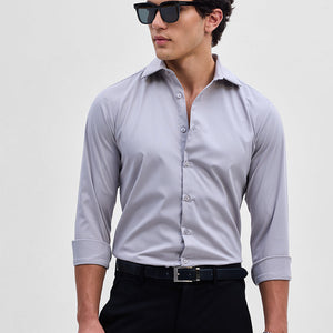 Light Grey Slim Fit Stretch Shirt