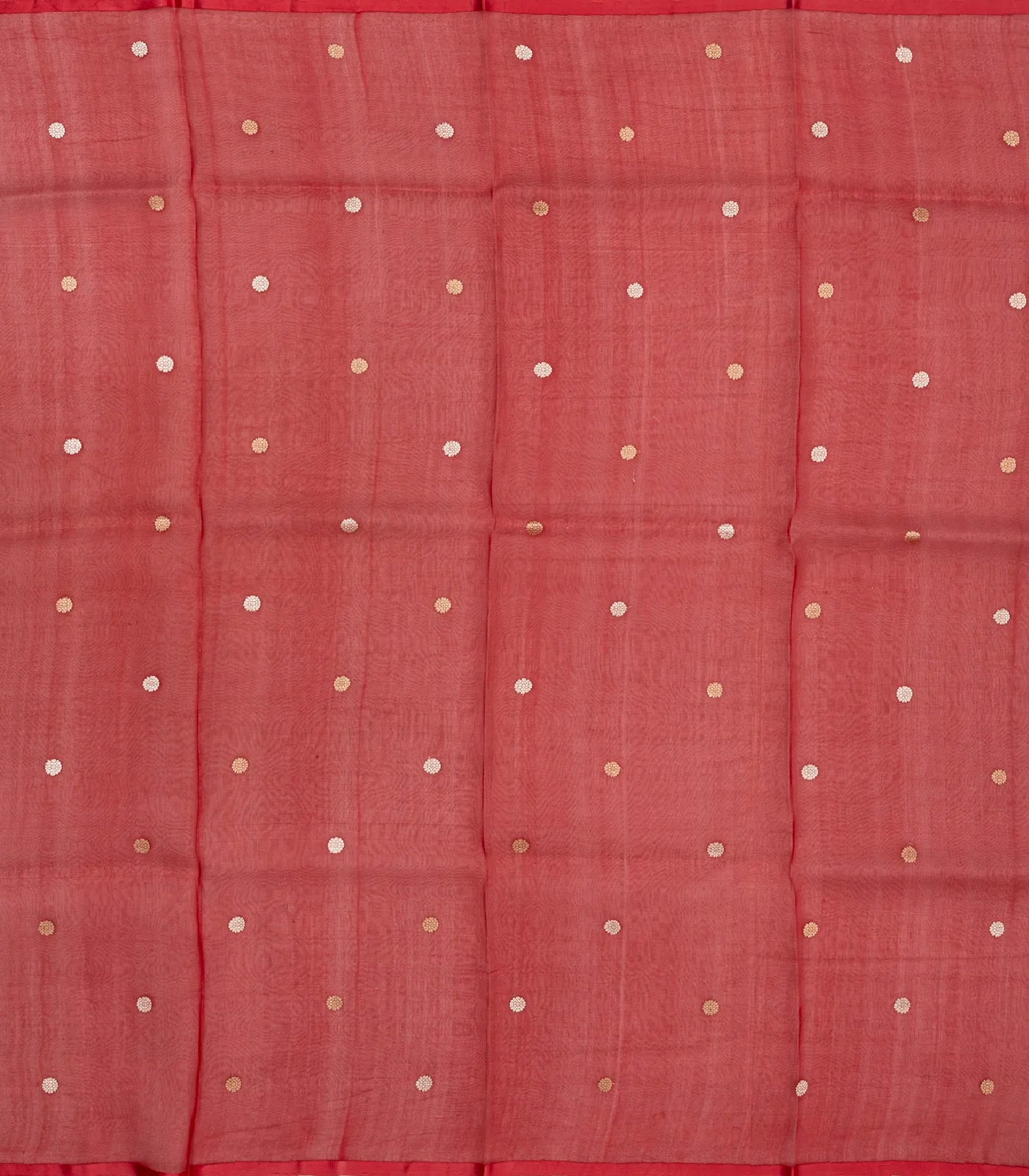 Red Woven Organza Silk Saree With Chevron Motifs