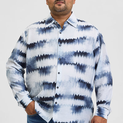 White Abstract Regular Fit Shirt