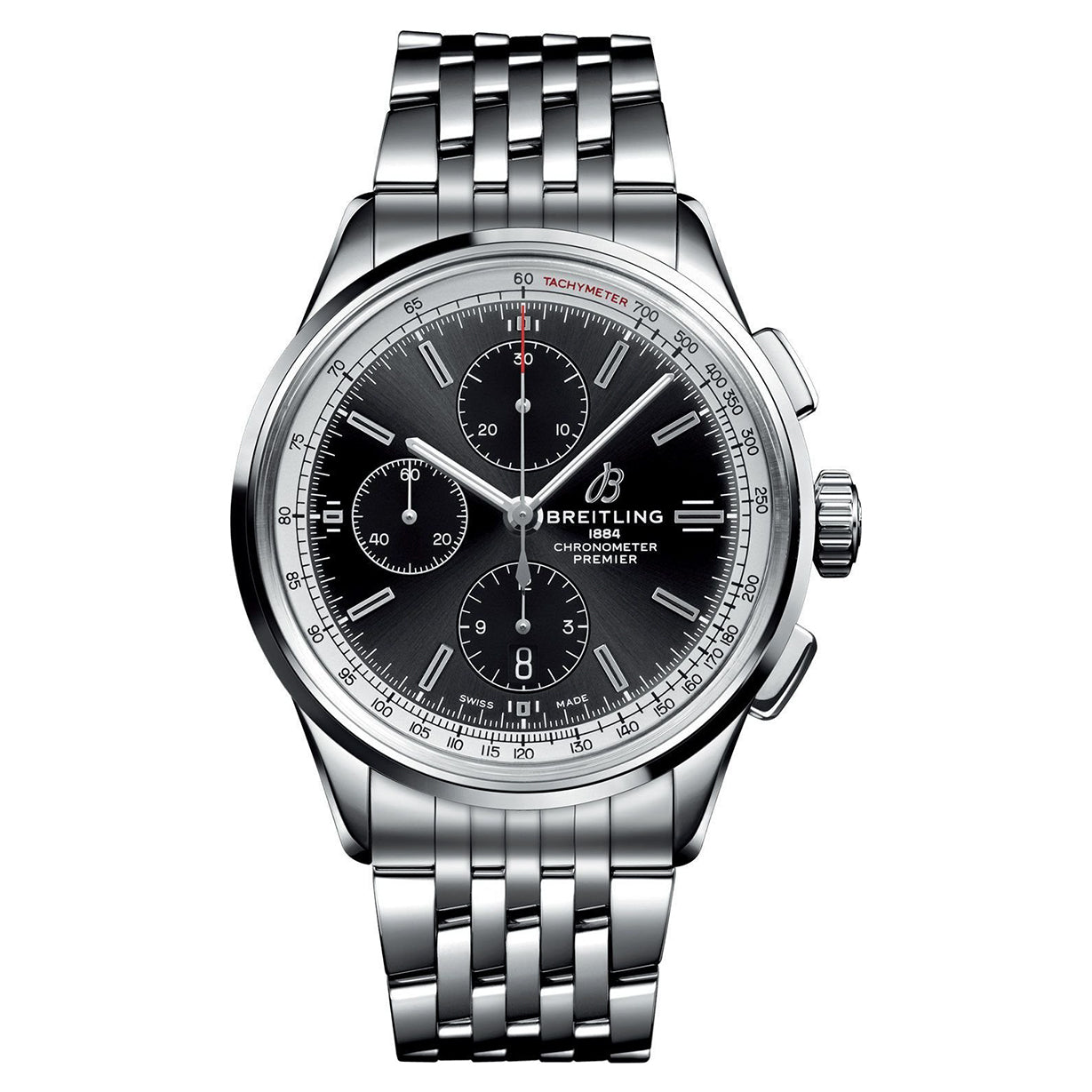 Breitling Premier Chronograph 42 Silver Black Dial Men 42mm