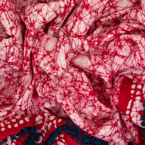 Taupe Jaipur Cotton Saree With Tie & Dye Motifs & Red Border