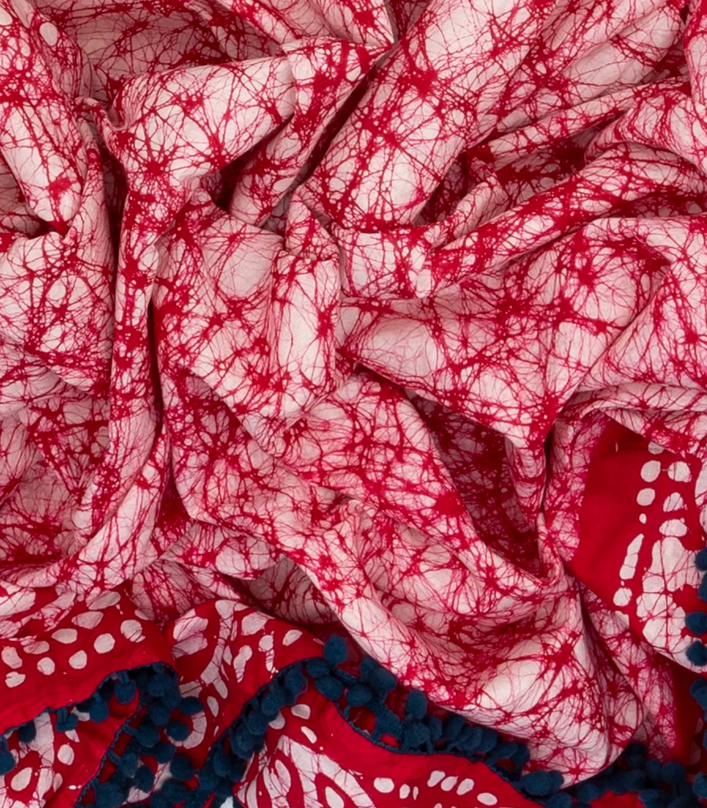 Taupe Jaipur Cotton Saree With Tie & Dye Motifs & Red Border