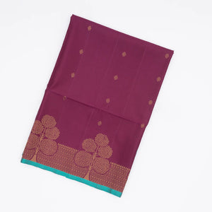 Maroon Handloom Soft Silk Saree With Kamalam Buttas & Contrast Pallu