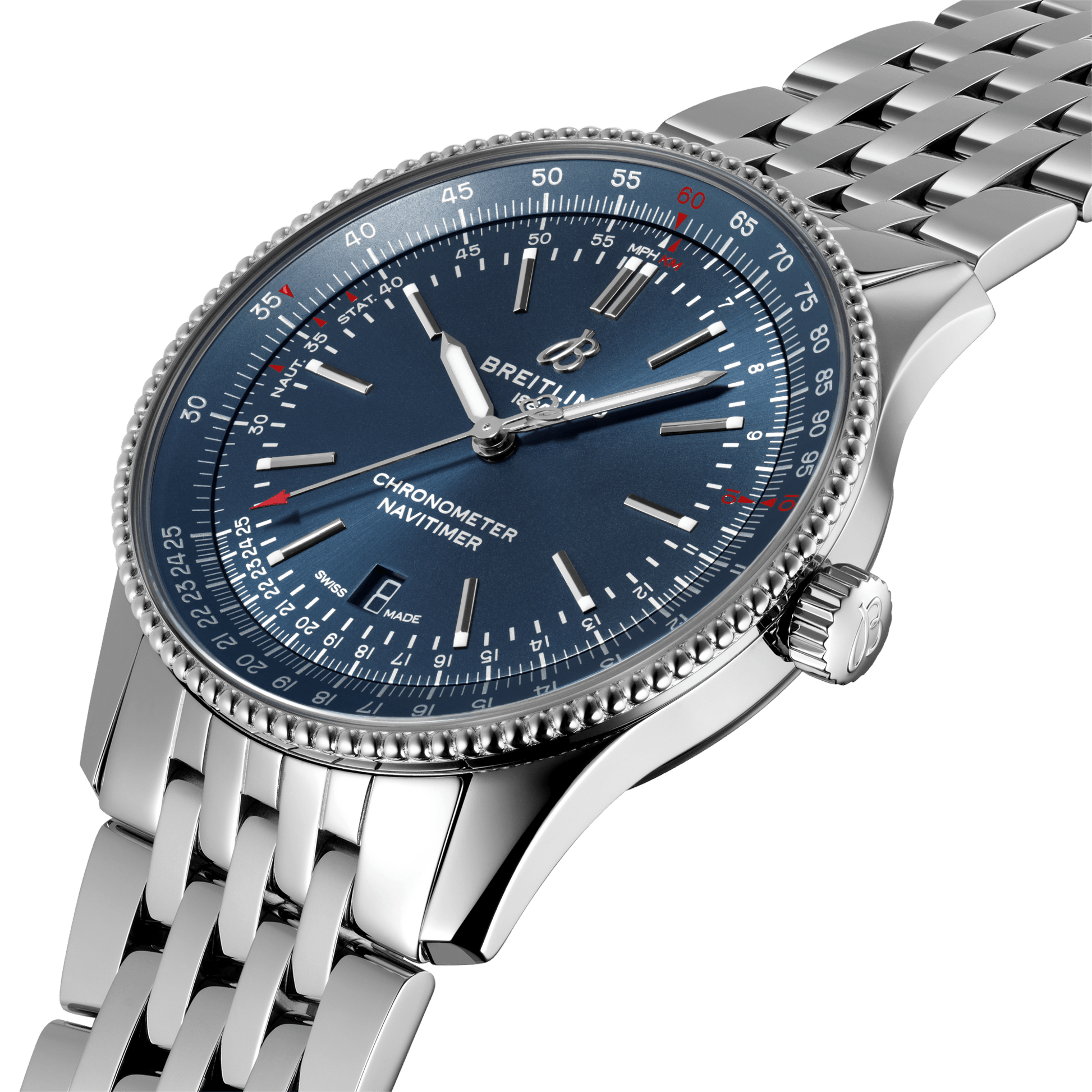 Breitling Navitimer Blue Dial - Silver chain 41 MM Watch for Men