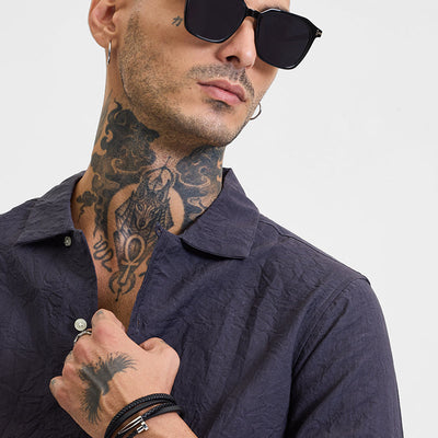 Charcoal Grey Crinkle Shirt