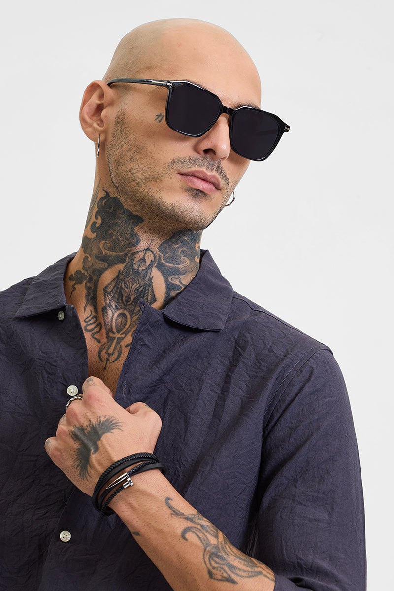 Charcoal Grey Crinkle Shirt