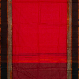 Red Bengal Cotton Saree With Black Border