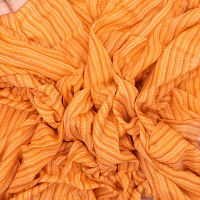 Orange Handwoven Banarasi Georgette Silk Saree With Dotted Motifs