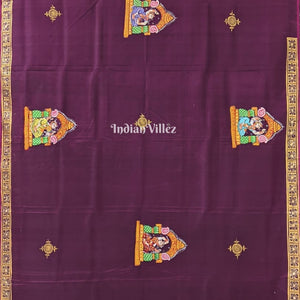 Maroon  Elephant & Shringar Ras Pattachitra Saree
