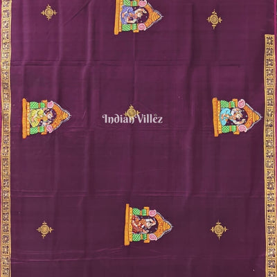 Maroon  Elephant & Shringar Ras Pattachitra Saree
