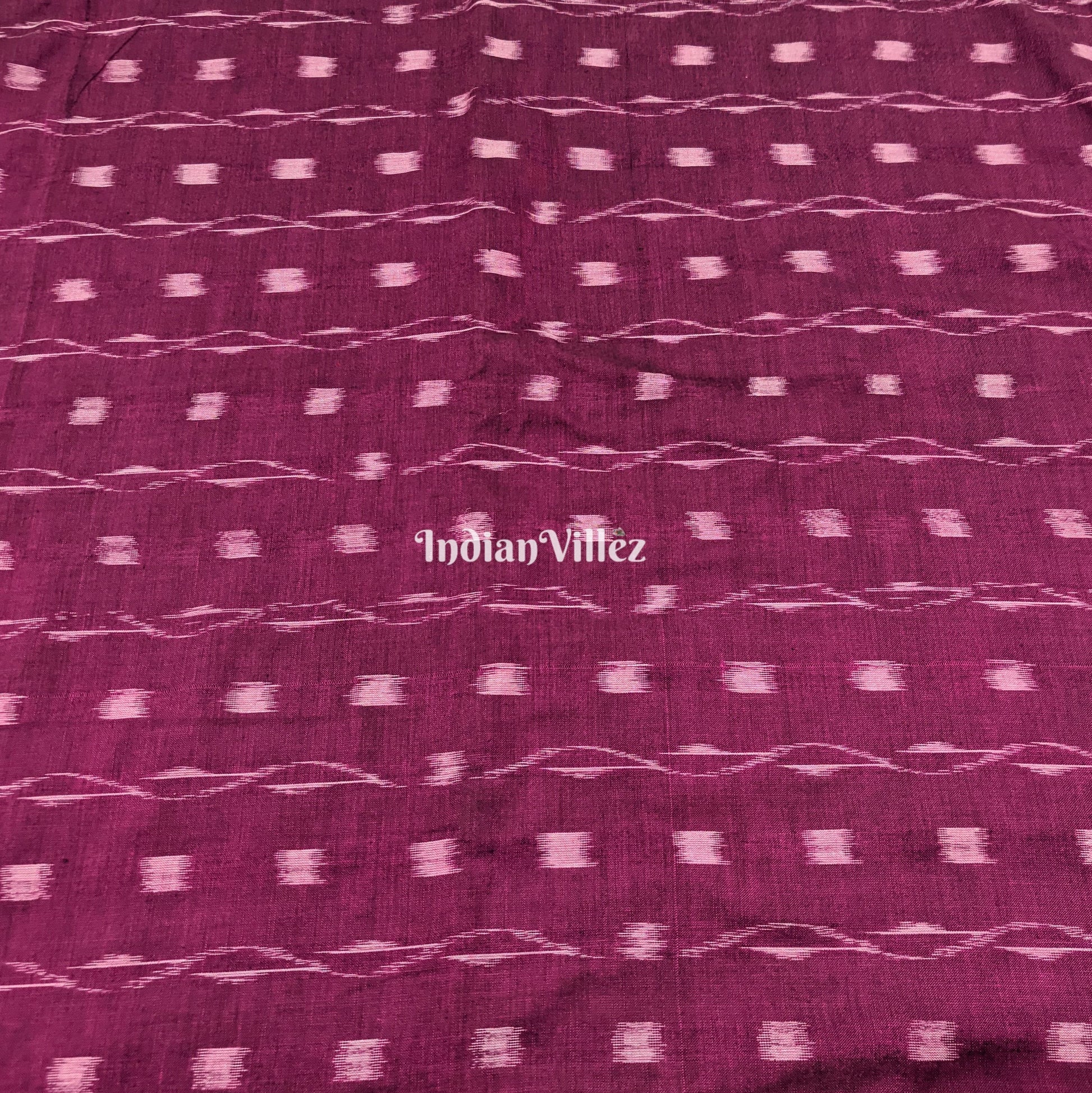 Wine Tipa Design Sambalpuri Ikat Cotton Fabric