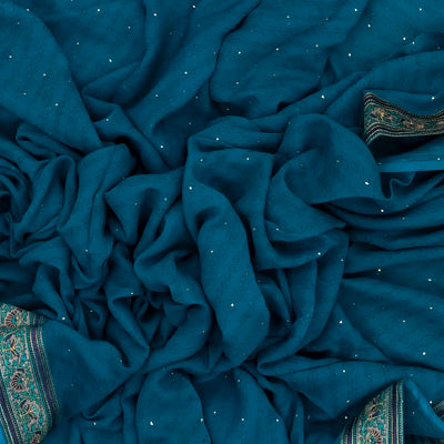 Blue Handwoven Banarasi Georgette Silk Saree With Embroidered Floral Motifs