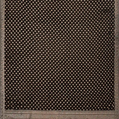 Black Woven Khadi Georgette Saree With Floral Motifs & Embroidery