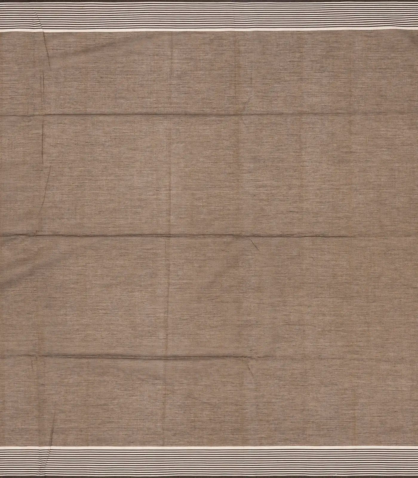 Dark Olive Handloom Bengal Cotton Saree With Floral Motifs