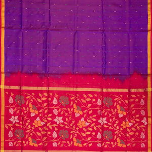 Purple Handloom Uppada Silk Saree With Droplet Buttas