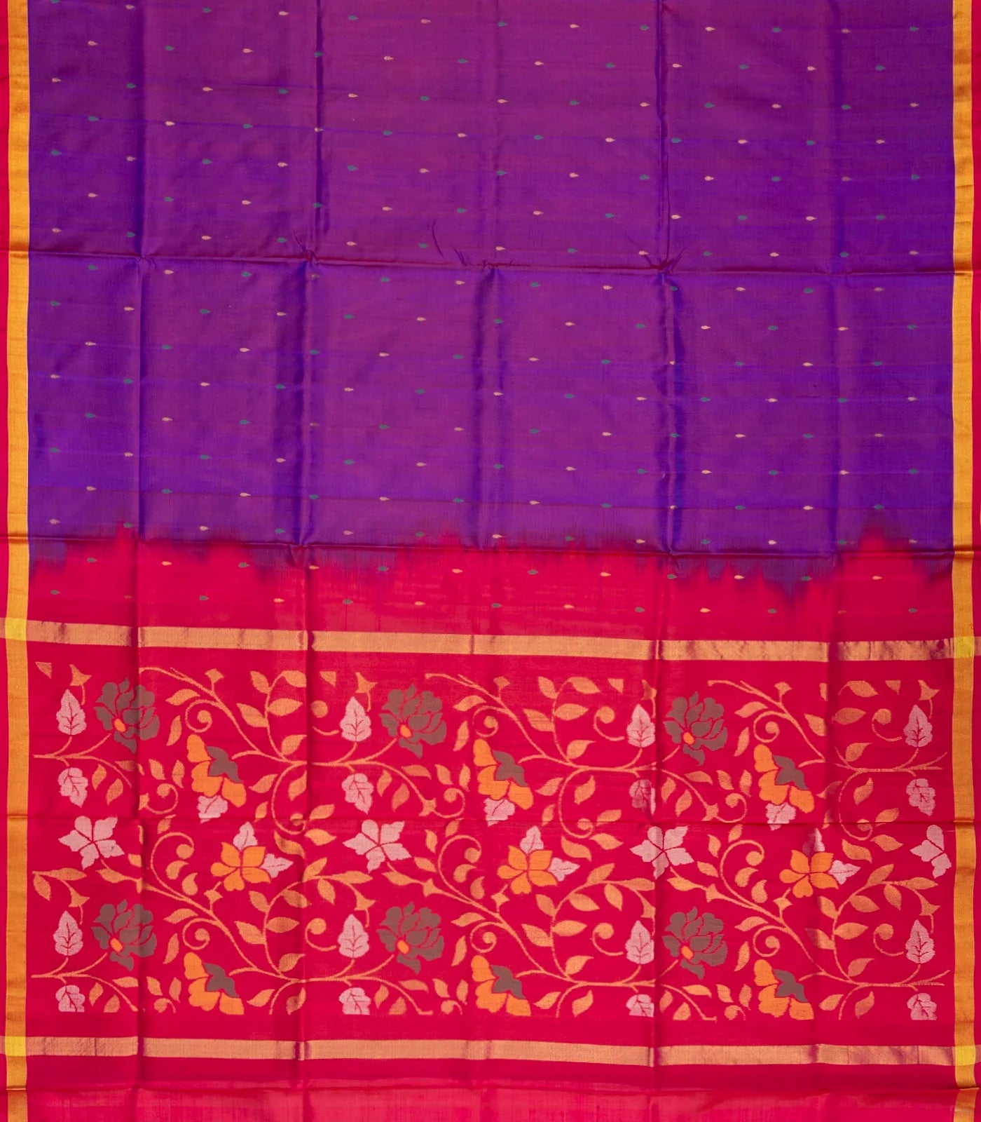 Purple Handloom Uppada Silk Saree With Droplet Buttas