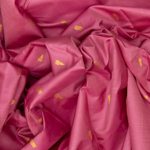 Dusty Pink Handloom Kanchipuram Korvai Silk Saree With Floral Buttas