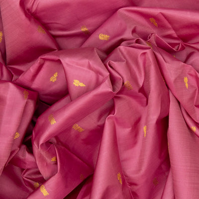 Dusty Pink Handloom Kanchipuram Korvai Silk Saree With Floral Buttas