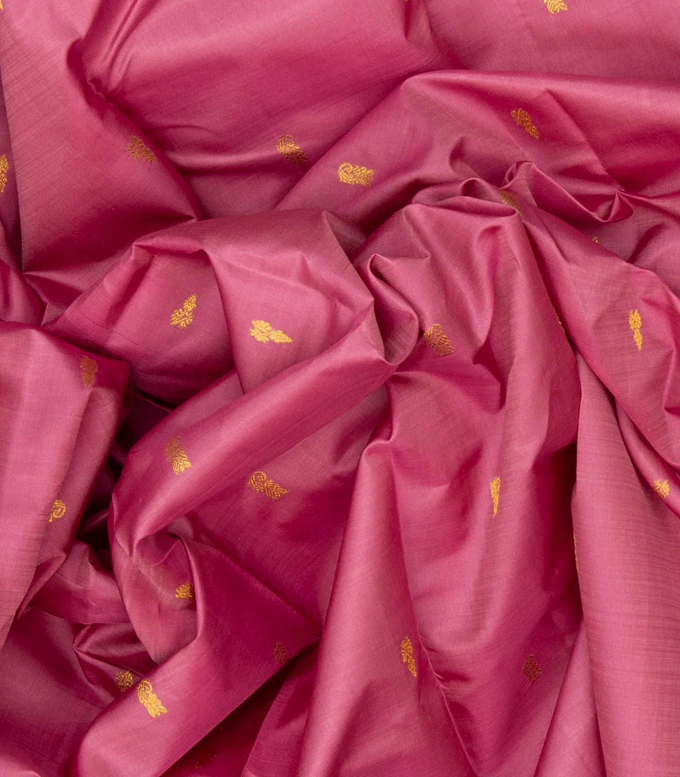 Dusty Pink Handloom Kanchipuram Korvai Silk Saree With Floral Buttas