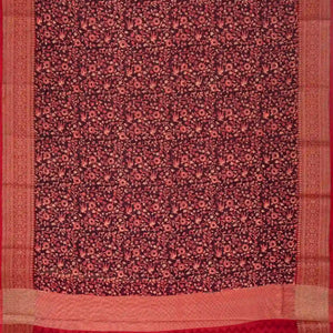 Maroon Woven Chanderi Cotton Saree With Red Border