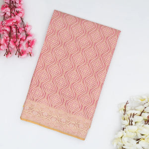 Pink Handwoven Banarasi Silk Cotton Saree With Floral Motifs