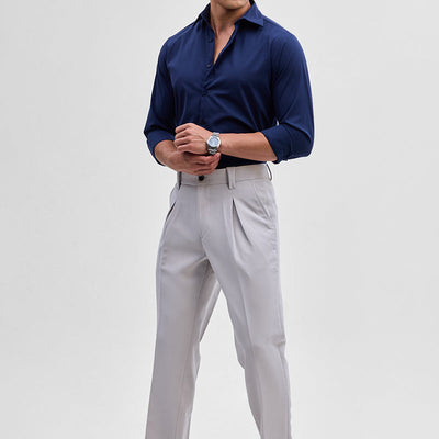 Navy Slim Fit Stretch Shirt