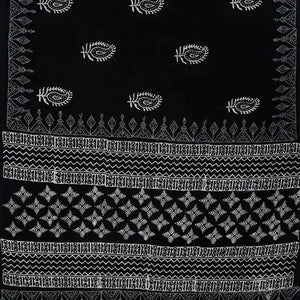Black Woven Jaipur Cotton Saree Printed With Mango Motifs
