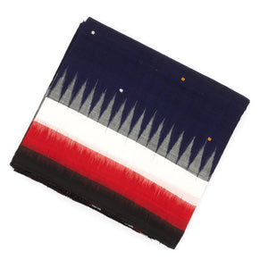 Midnight Blue Orissa Cotton Saree With Tie & Dye And Temple Border Motifs